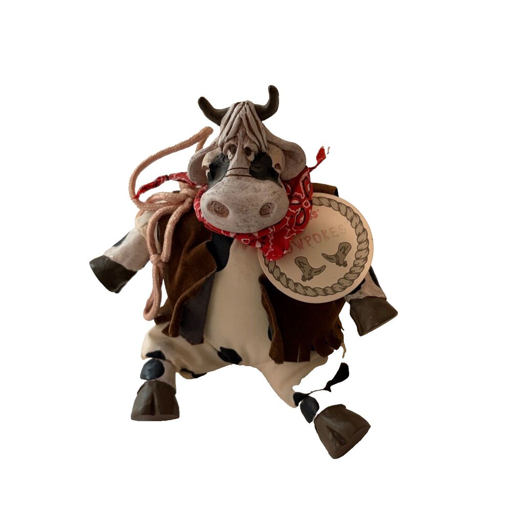 Russ Cowpokes Sitting Bean Bag Toy With Tags Vintage Cow
